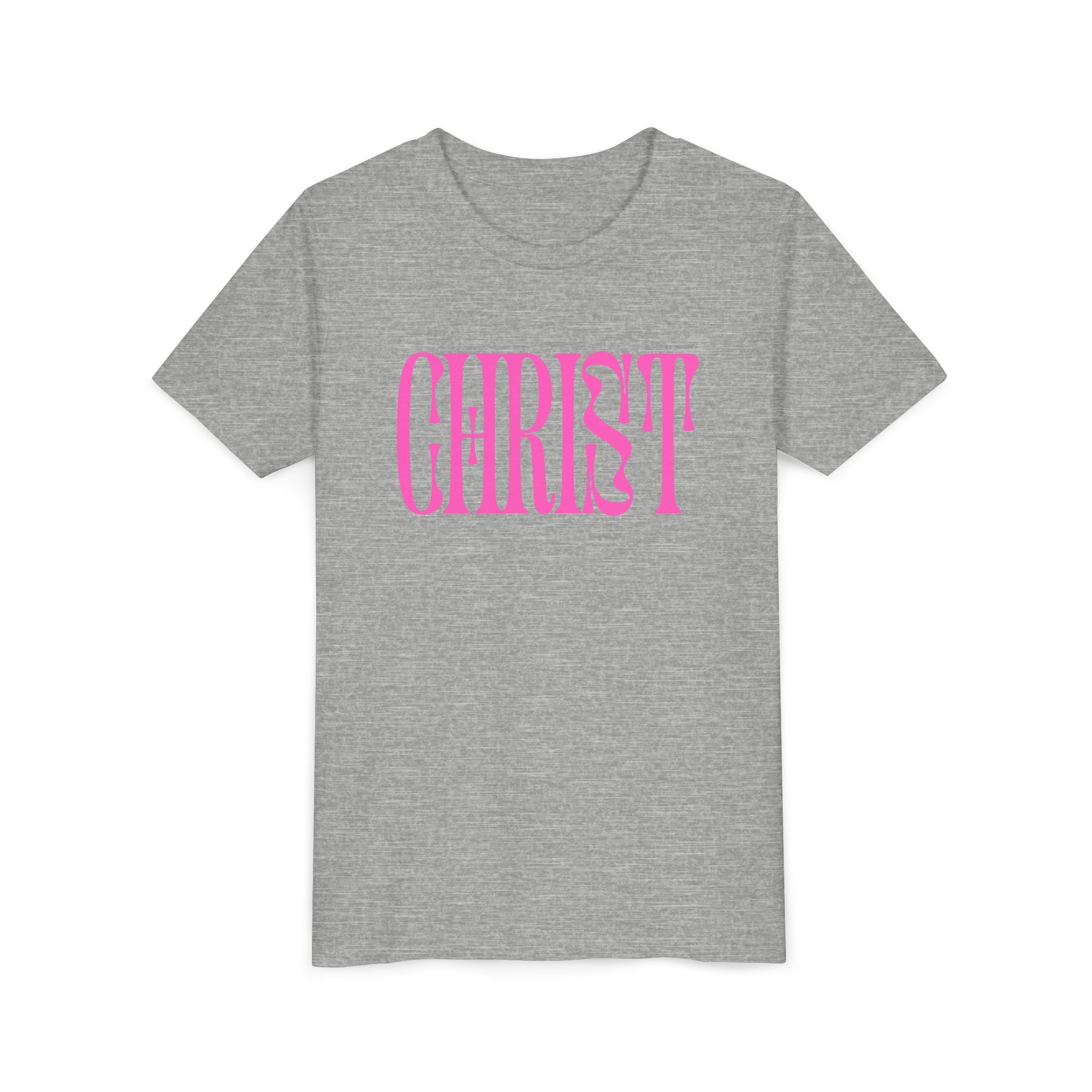Youth Tee - 'CHRIST' Pink Gospel Logo Christian T-Shirt