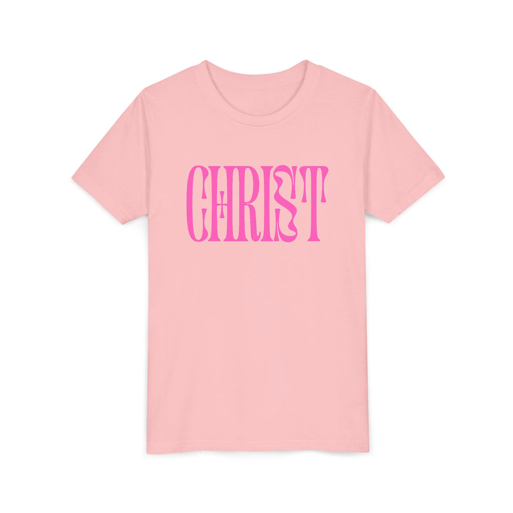 Youth Tee - 'CHRIST' Pink Gospel Logo Christian T-Shirt
