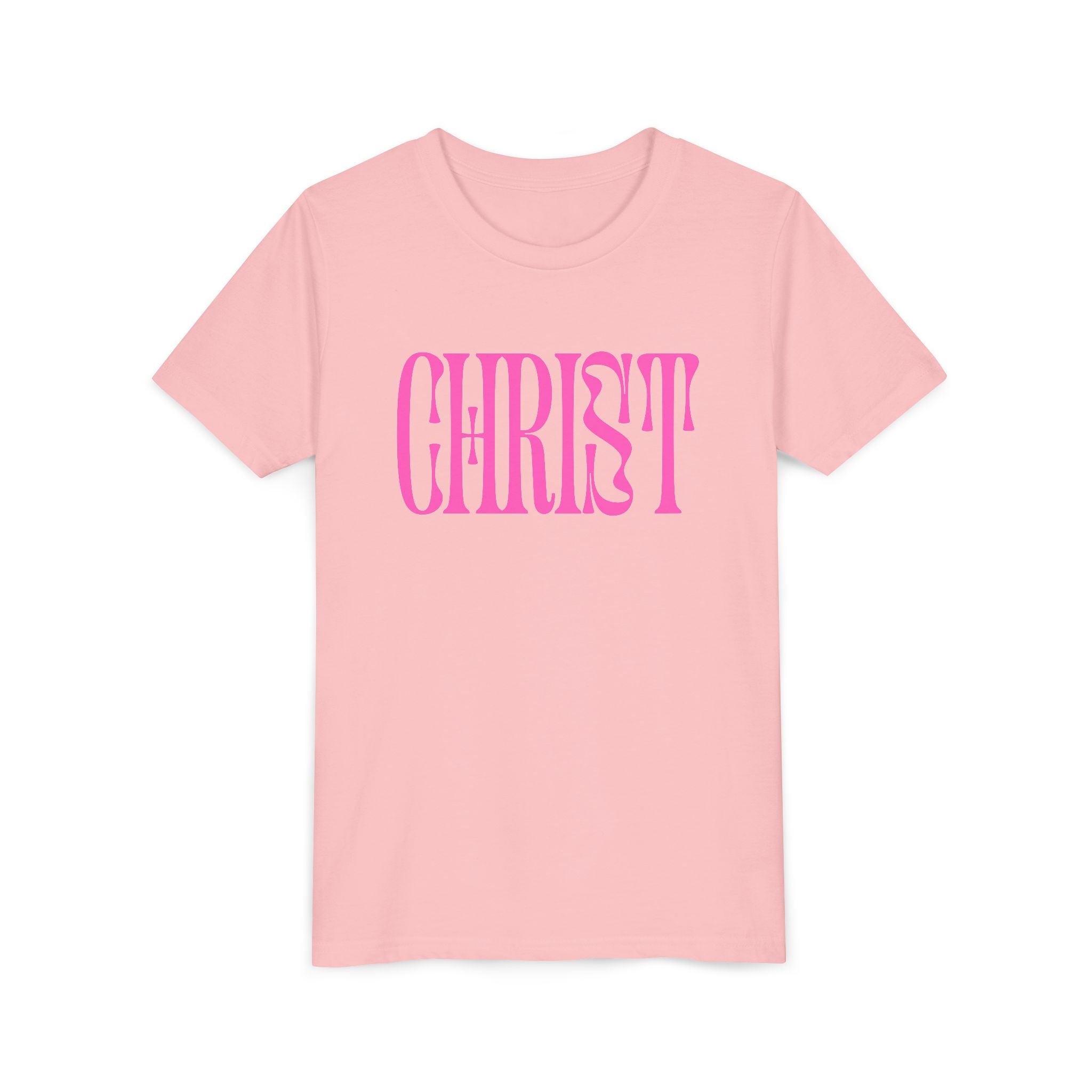 Youth Tee - 'CHRIST' Pink Gospel Logo Christian T-Shirt
