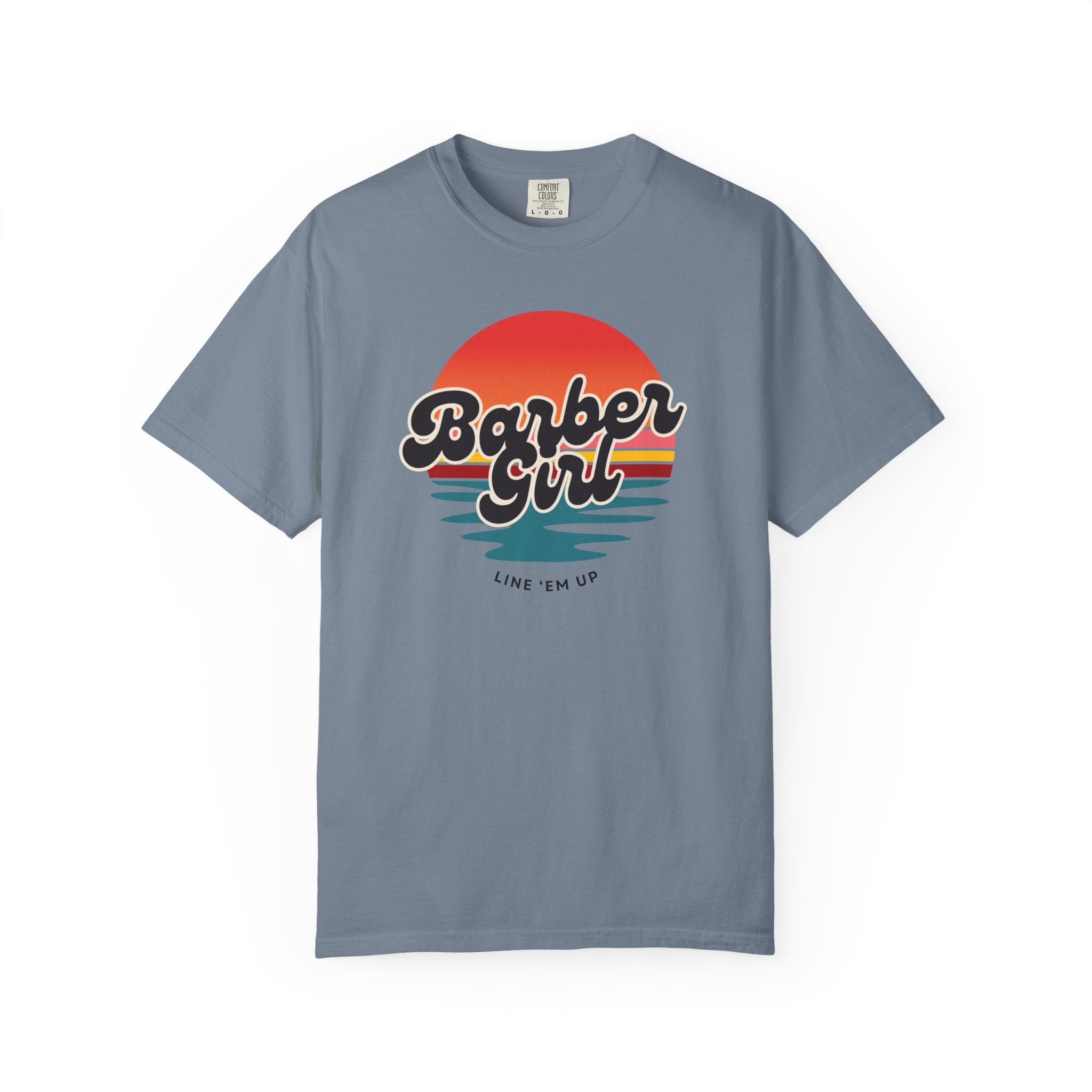 Barber Girl Retro Sun T-Shirt — Vintage Barbershop Tee