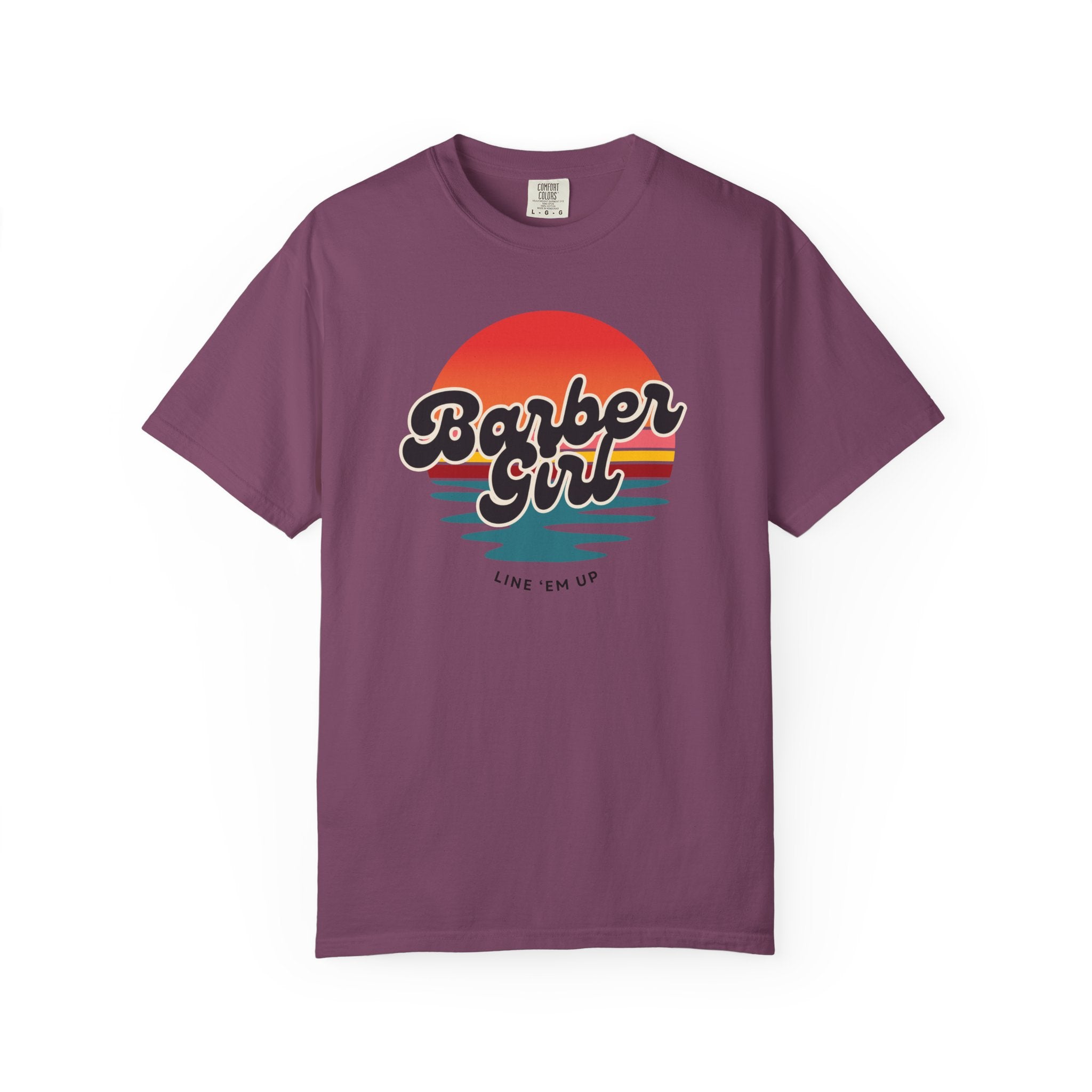 Barber Girl Retro Sun T-Shirt — Vintage Barbershop Tee