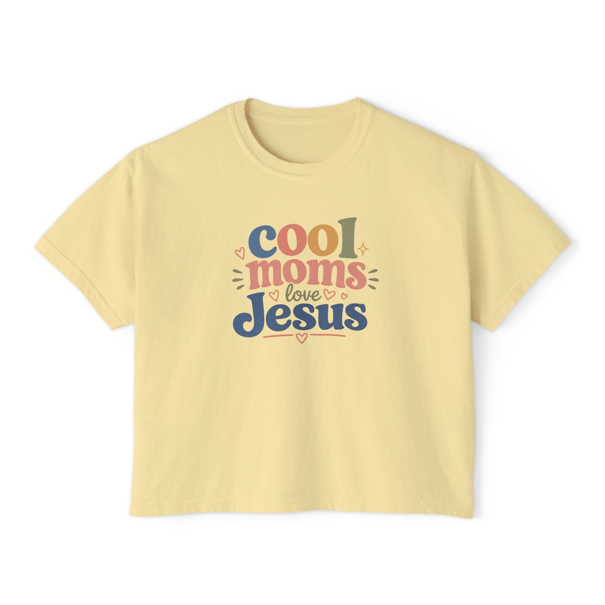 Cool Moms Love Jesus Boxy Tee — Christian Mom Graphic Shirt