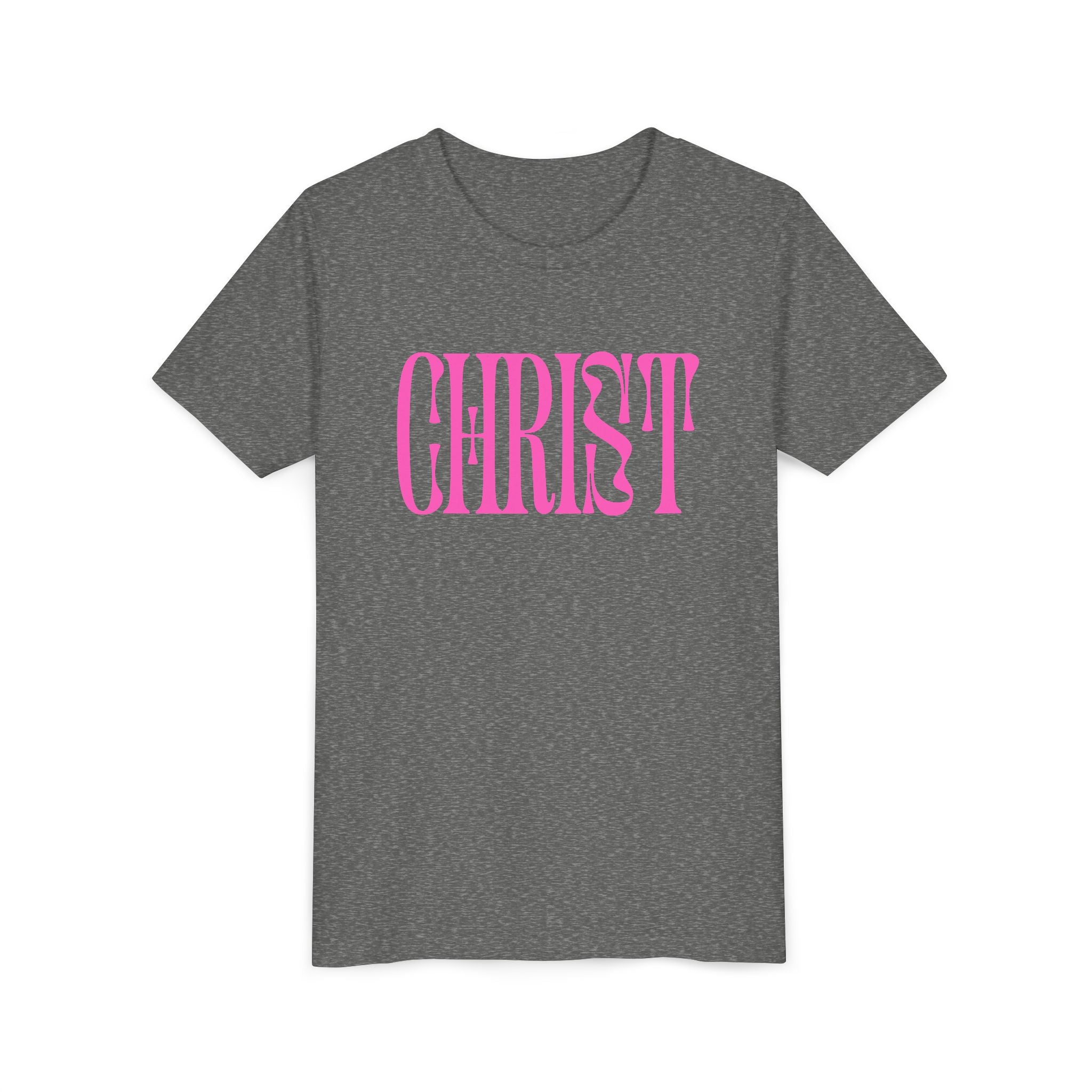 Youth Tee - 'CHRIST' Pink Gospel Logo Christian T-Shirt