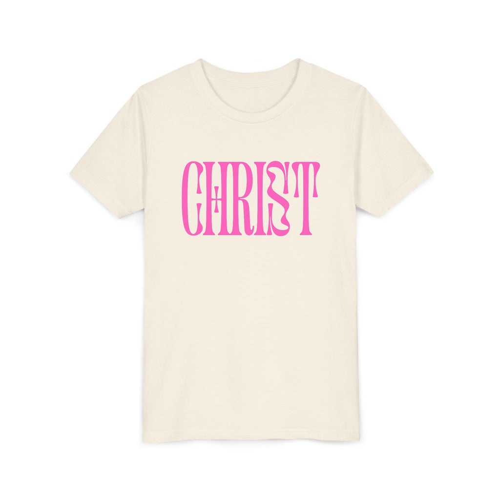 Youth Tee - 'CHRIST' Pink Gospel Logo Christian T-Shirt