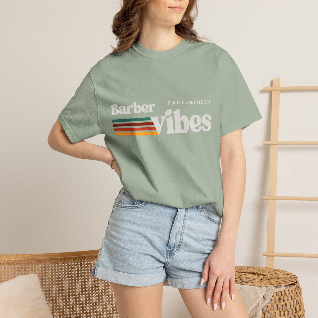 Barber Vibes T-Shirt — Retro Stripe Hairstylist Tee