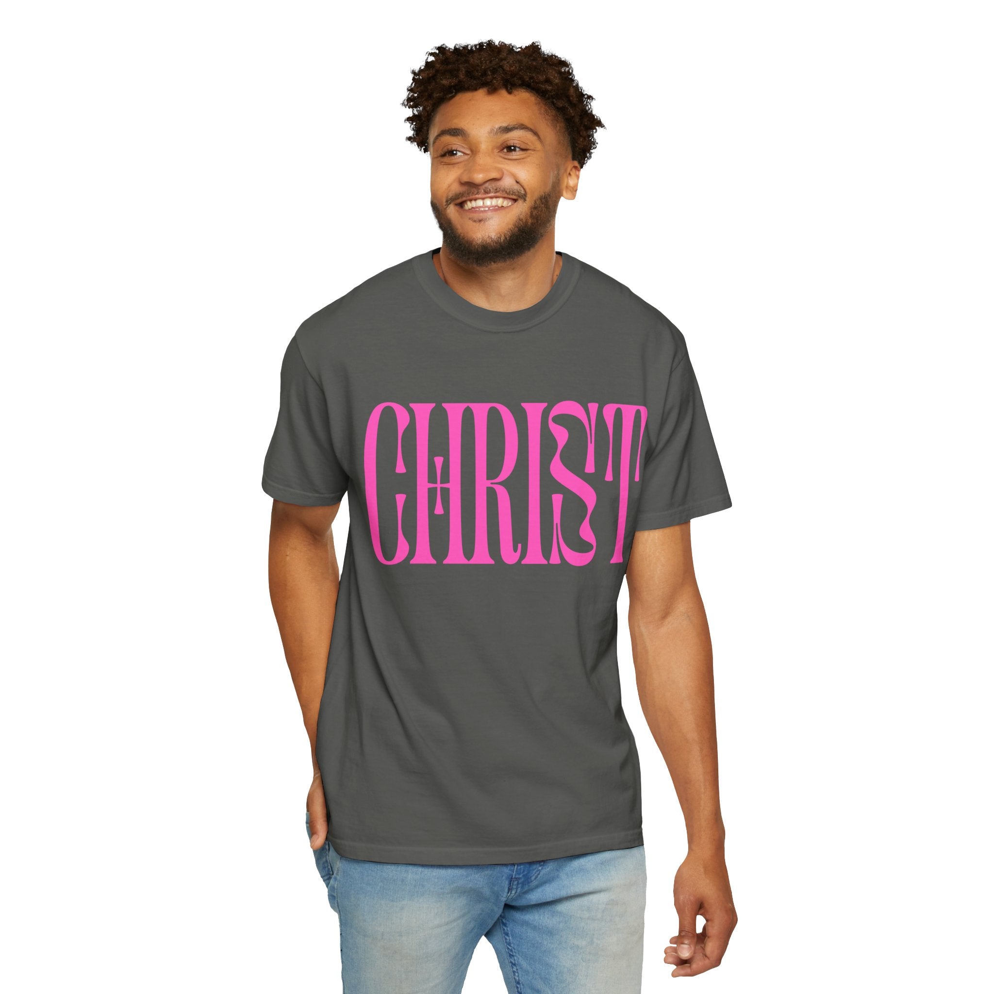 Christ Pink Logo T‑Shirt — Retro Typography Christian Tee