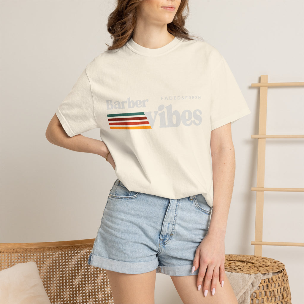 Barber Vibes T-Shirt — Retro Stripe Hairstylist Tee