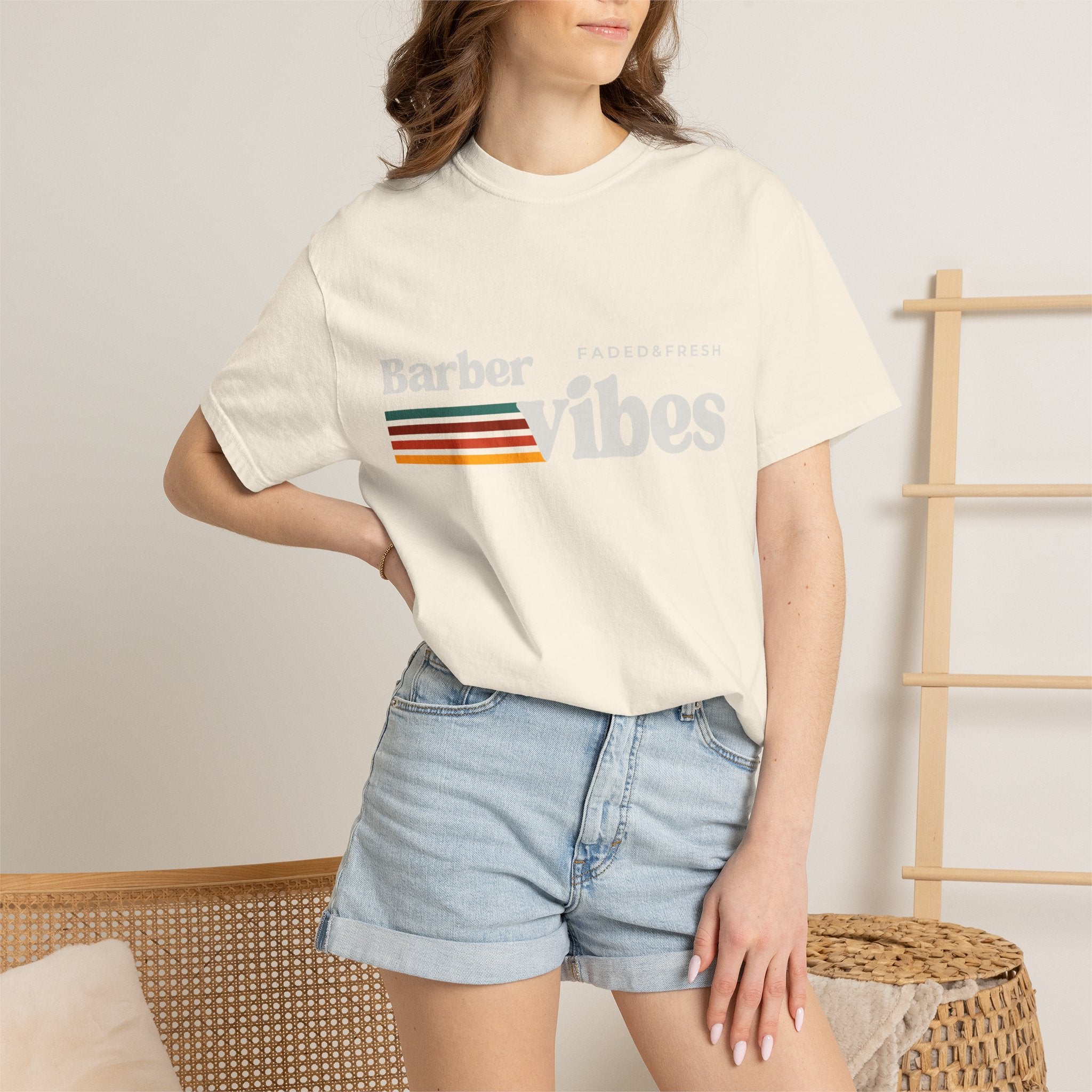Barber Vibes T-Shirt — Retro Stripe Hairstylist Tee