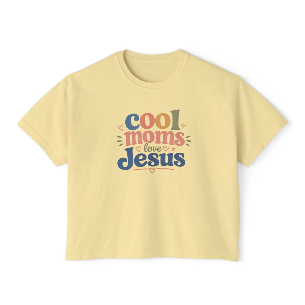 Cool Moms Love Jesus Boxy Tee — Christian Mom Graphic Shirt